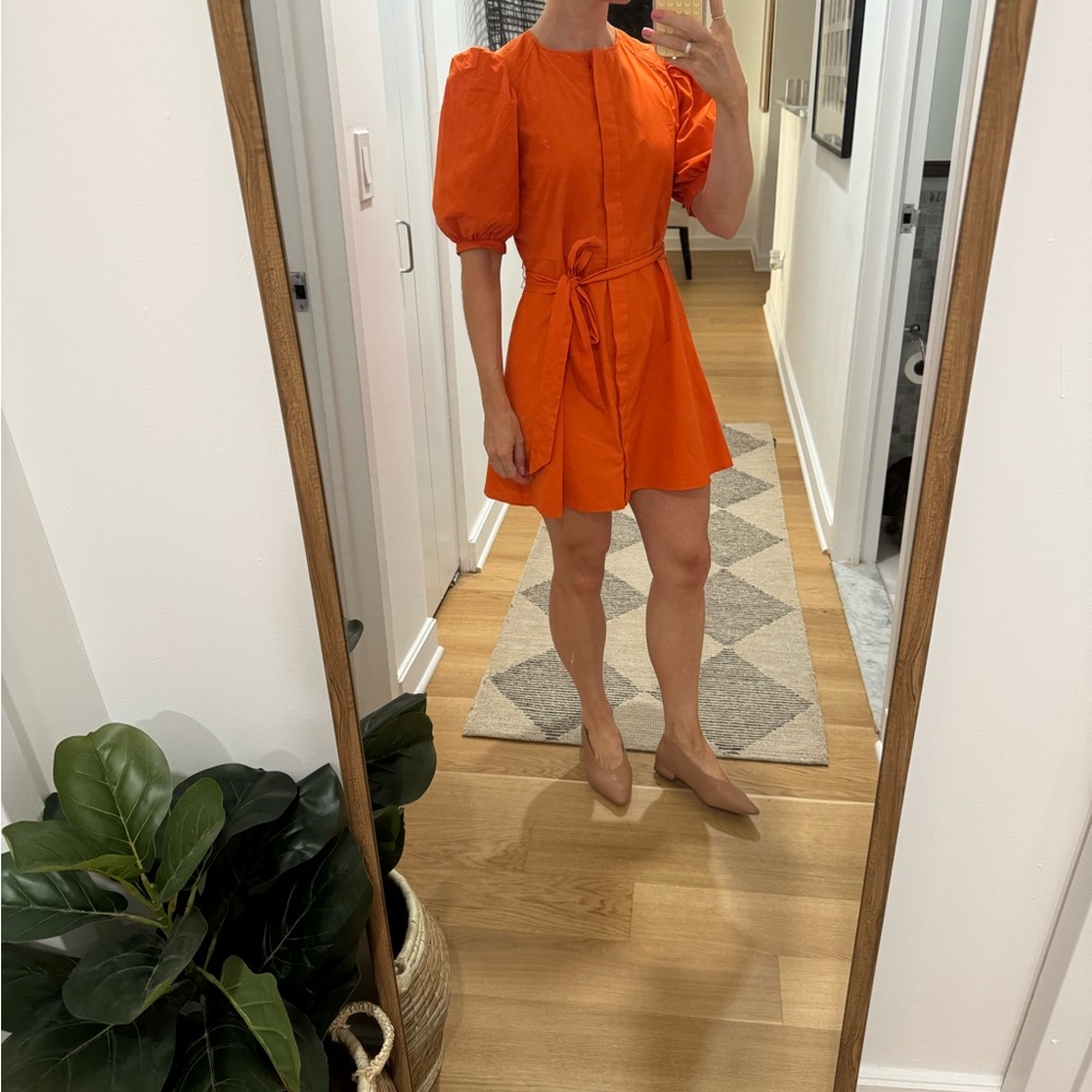 Zara Orange Puff Sleeve Dress